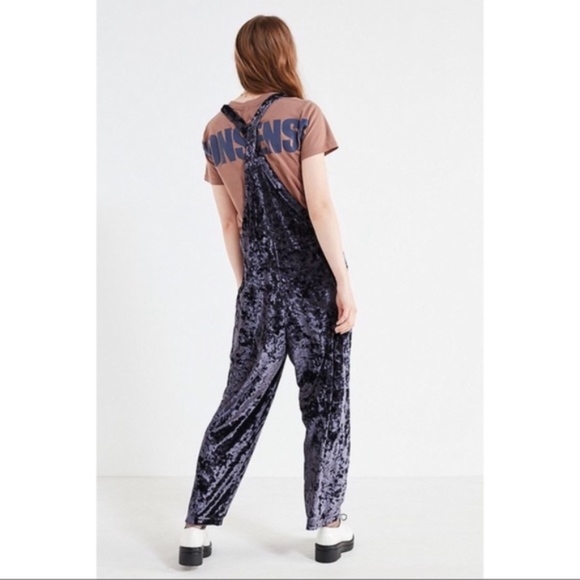 Shiny Crushed Velvet Overalls Jumpsuit Romper NEW! - Picture 3 of 6